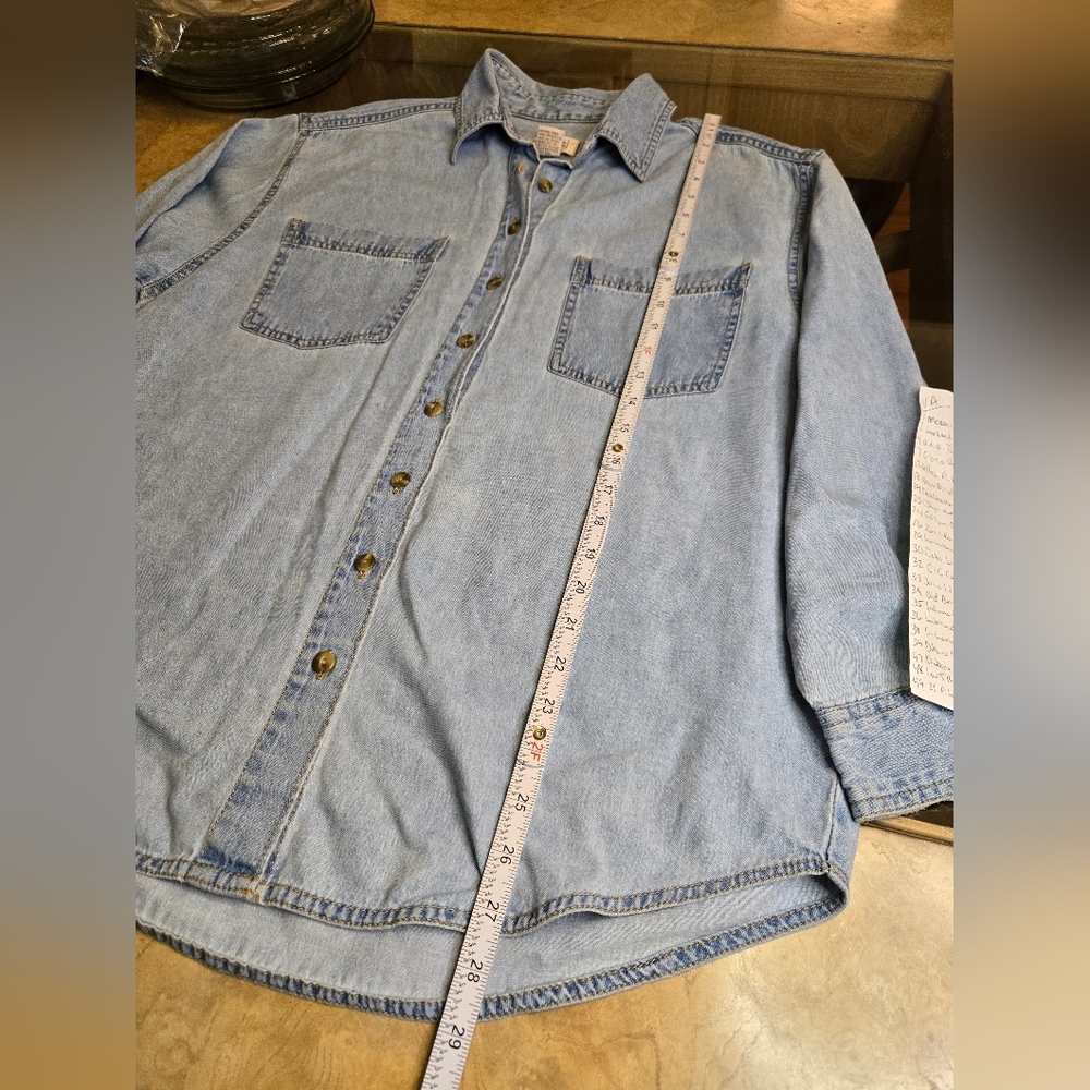 Laura Gayle Light Blue Denim Shirt Sz M - Picture 7 of 8